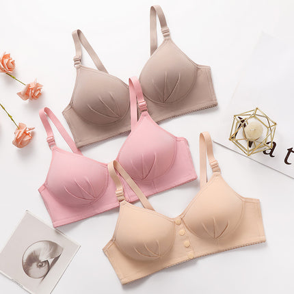 Manufacturer's Cross-Border Front-Button Middle-Aged Mother's Large Size Vest-Style Push-Up Bra Without Rims Push-Up Thin Underwear Bra