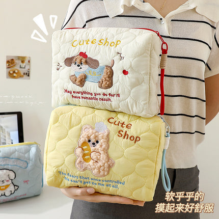 Cute Puppy Satchel Storage Cosmetic Bag for Women Satchel Large-Capacity Skin Care Brush Travel Toiletry Bag