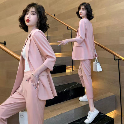 Cross-Border Foreign Trade Japanese-Style Blazer for Women 2025 Summer New Korean Fashion Plus-Size Internet Celebrity Two-Piece Set