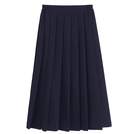 Spring 2024 women's basic jk uniform skirt a-line elastic waist navy blue pleated skirt college style