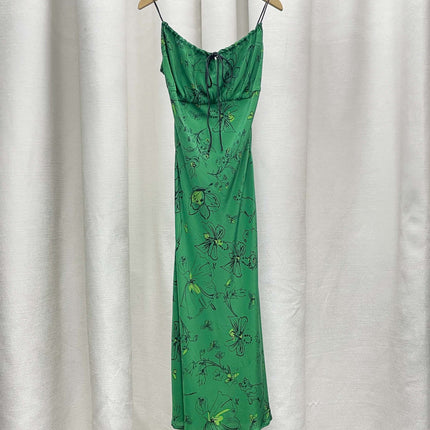 2025 Spring Zhao Lusi Celebrity Style Printed Camisole Dress Early Autumn Elegant Dress Cardigan Set
