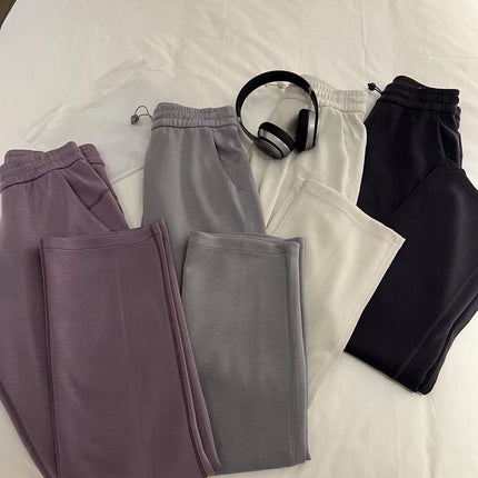 Lulu Women's Straight Air Pants Softstreme Wide-Leg Slimming Look Modal Casual Loose High-Waist Casual Versatile
