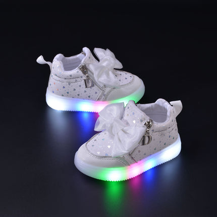 2024 Spring and Autumn New Light Bow Children's Casual Board Shoes Girls Princess Soft Sole Comfortable Sports Board Shoes Trendy