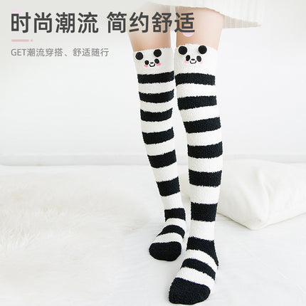 Coral fleece winter thickened socks women's Christmas socks cute cartoon home socks floor over-the-knee long women's socks ins