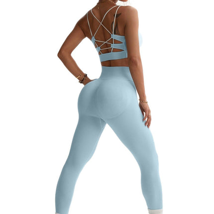 New Cross-Border High-Elasticity Sports and Fitness Women's Outdoor Running, Abdominal Control, Moisture-Wicking and Sweat-Wicking Pilates Yoga Set