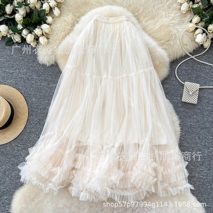 Skirt Ball Gown Puffy Skirt 2026 New Elastic Waist Mesh Ruffle Extra Large Hem Layered Cake Skirt for Women