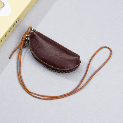 Top Layer Cowhide Vegetable Tanned Leather Mouth Red Envelope Rope Hanging Storage Coin Key Neck Bag Mini Genuine Leather Coin Purse for Women