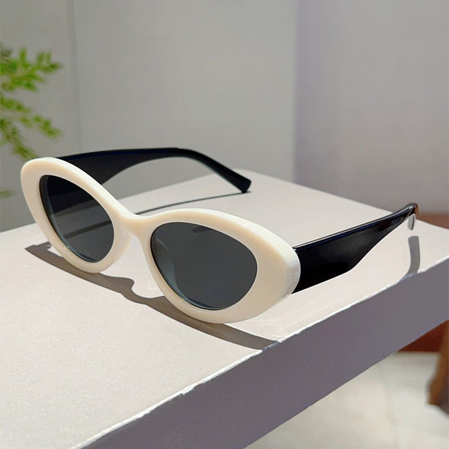 European and American Style Cat's Eye Small Frame Korean Style Trendy Sunglasses Small Chanel Style High-Level Street Shot Slim Look Jelly Color Sunglasses