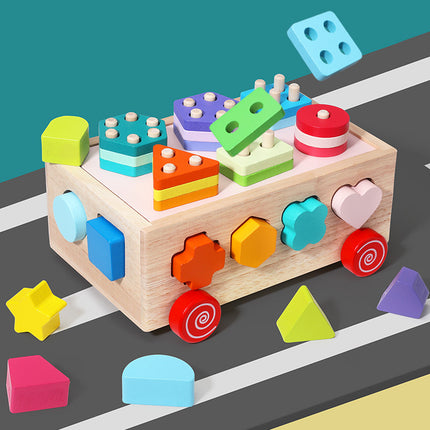 Children's Educational Toys Farm Carrot Pulling Toy Shape Matching Building Blocks Intelligence Car Baby 1-3 Years Old 2 Gifts