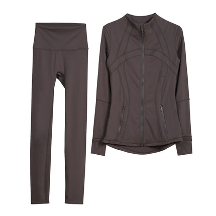 LULU Original Standard DF Yoga Suit suit Women's Top Long Sleeve Jacket Slim-fit Elastic Quick-drying Cropped Pants Fitness Running