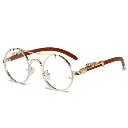 Cross-border European and American sunglasses men's retro punk metal leopard head round frame fashion double beam personality sunscreen sunglasses women