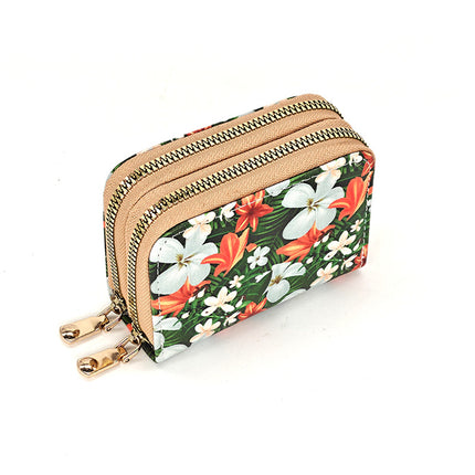New Chinese-Style Card Holder for Women, Large Capacity, Multiple Card Slots, Multifunctional Zipper Coin Purse, Anti-Degaussing Card Holder for Women, Light Luxury