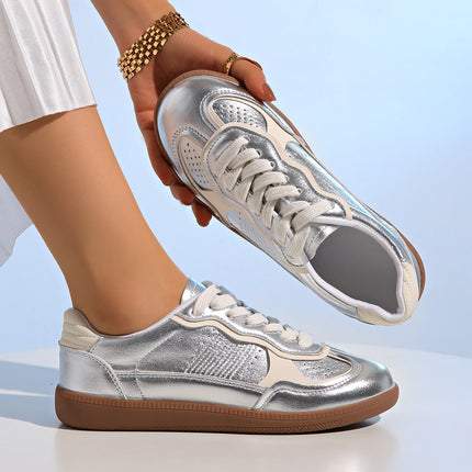 Comfortable Versatile Soft-Soled Silver Training Shoes for Women 2025 New Retro Casual Classic Sneakers