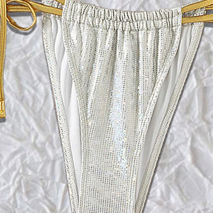 Cross-border Amazon Split Bronzing Swimsuit Neck Strap Shell Jewelry Pendant Women's Bikini Sexy Beach Suit