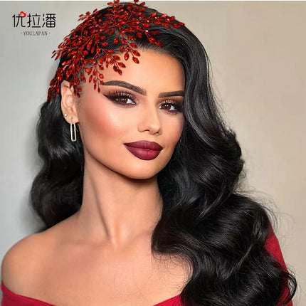 Youlapan Cross-Border Green Rhinestone Headband Hair Accessories Wedding Dress Accessories Bridal Updo Wedding Accessories Hp853