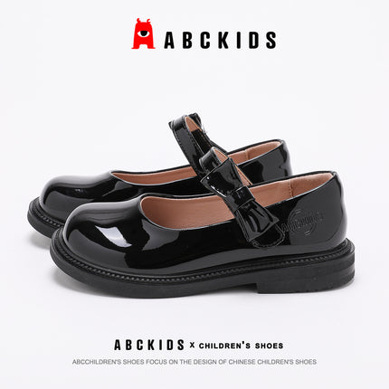 abckids children girls 2025 spring new shoes versatile performance shoes black fashion princess shoes leather shoes