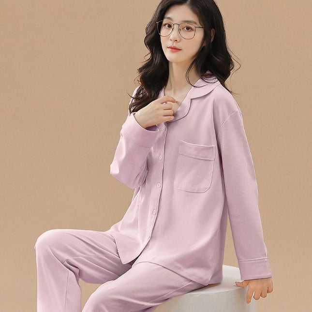 Pure Cotton Pajamas Women's Spring and Autumn 2024 New Long Sleeve Trousers Outer Wear plus size Women's Home Clothes suit