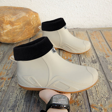 One Piece Free Shipping Cross-Border New Fashion Short-Tube Water Shoes, Waterproof and Non-Slip for Outdoor Wear, Fleece-Lined Kitchen Rain Shoes for Men