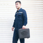Hoodless reflective striped denim one piece / XL-175