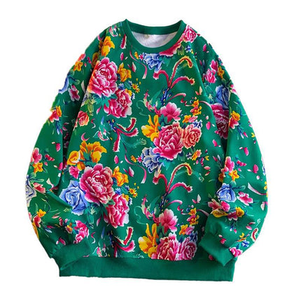 Northeast Dahua Sweater Men's Spring and Autumn 2024 New Chinese Style Dragon Year Festive Round Neck Long Sleeve T-Shirt
