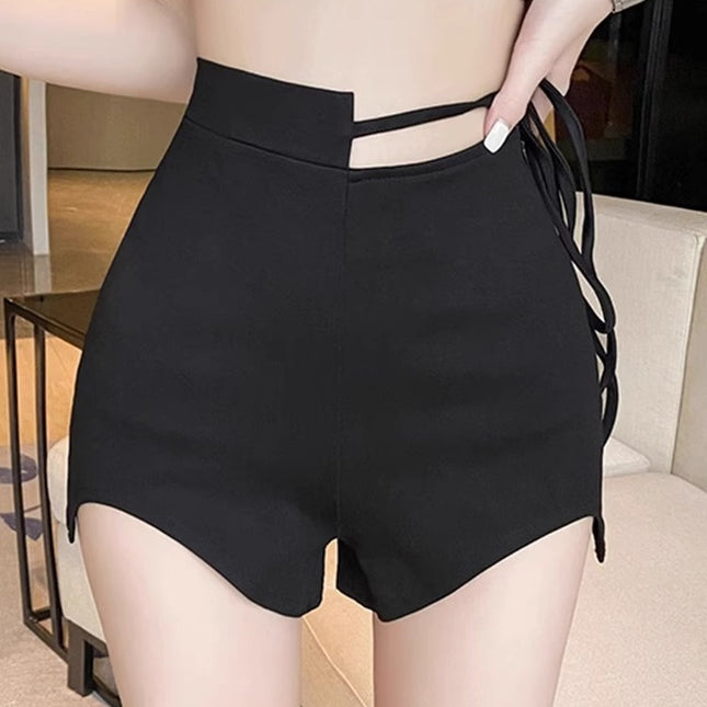 American Style Hot Girl High Waist Strap Casual Shorts Women's Summer Black Hot Pants Design Sense Street Dance Slimming Hot Pants