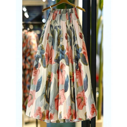French-Style Pear-Shaped Figure Niche Fairy Ultra-Fairy High-End Printed High-Waisted A-Line Skirt for Women in Summer