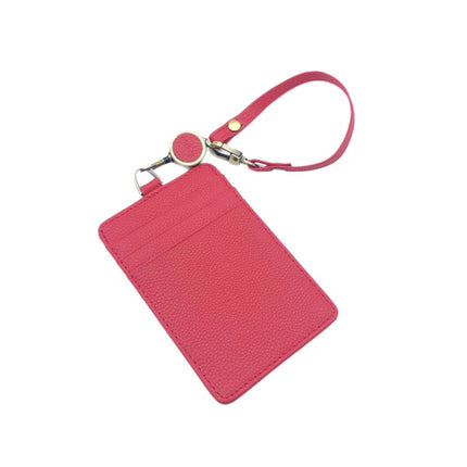 Fashion Genuine Leather Hangtag One-sided ID badge Wrist Wear Drawable Waist Card Bag Japanese and Korean Work Card Set