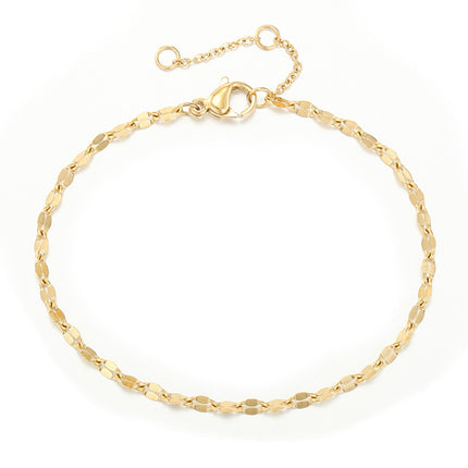 Ins Simple Lip Chain Adjustable Women's Golden Stainless Steel Bracelet Lace Chain Bracelet 14K Titanium Steel Jewelry Wholesale