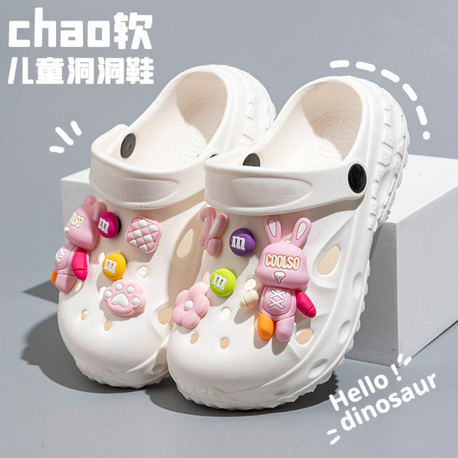 Violent Bear Children's Croc Shoes Summer Boys' Non-Slip Soft Sole Girls' Bathing Beach Shoes Baotou Parent-Child Sandals and Slippers