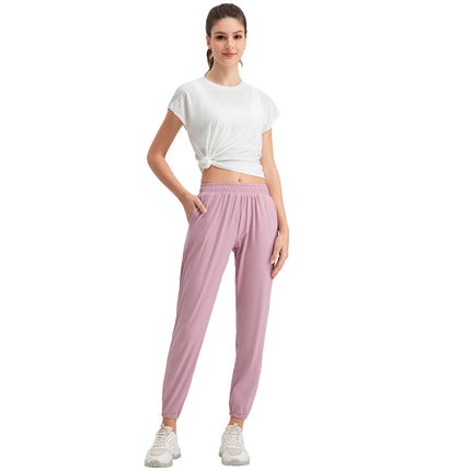 Sports Pants Women's Loose Casual Ankle Pants Slimming High Waist Running Fitness Pants Pocket Quick-drying Yoga Pants 32391