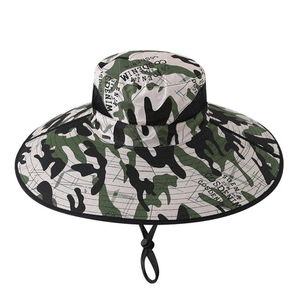 [5581 People Collected] Large Brim Fisherman Hat Men's Summer Sun Protection Hat with Large Brim Breathable Sun Hat by