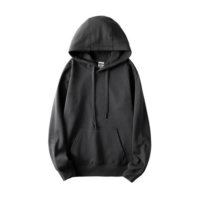 Red Tiger Year Wei Yi 500g plus velvet night gray hooded Wei Yi simple solid color sports hoodie men's and women's coat