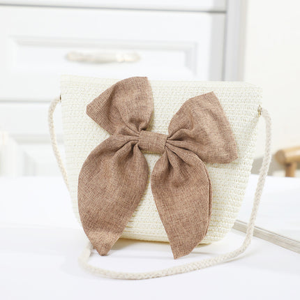 Straw Handmade Bow Woven Mobile Phone Bag Cross-border Hot Selling Women's Crossbody Seaside Straw Woven Crossbody Woven Bag Factory