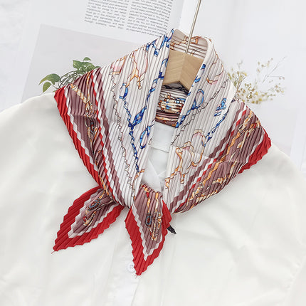 New wrinkled small square scarf female Korean imitation silk printed wrinkled small scarf Joker scarf decorative scarf wholesale