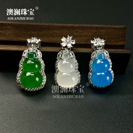 Ice Green Chalcedony Gourd Pendant Imperial White Agate Necklace Jade Color Clavicle Chain Popular Douyin Live Broadcast Same Style
