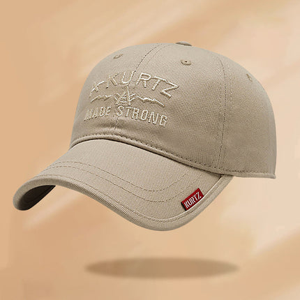 Baseball Cap for Men, New Spring/Summer Trendy Korean Style Embroidered Versatile Hard-Brimmed Large Brim Sun Protection Visor Cap