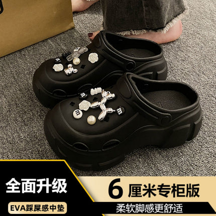 New Fashion Platform Cave Shoes Women's Thick Bottom Increased Anti-slip Internet-famous Cute Beach Sandals for Summer