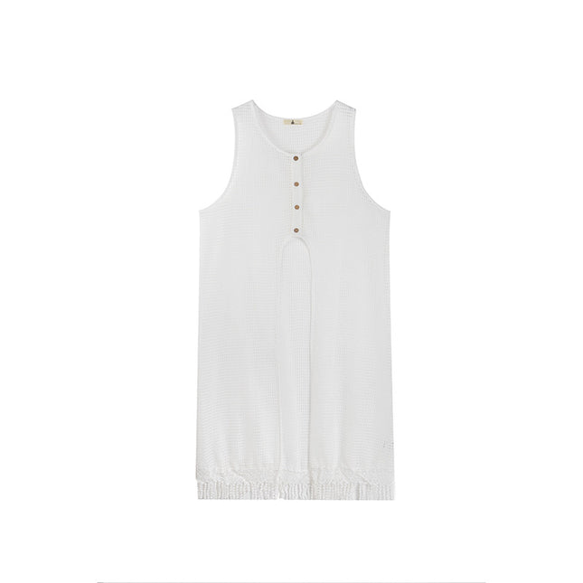 Two days 2025 spring new plus size women's tassel hollow blouse/solid color waist dress 8782AB