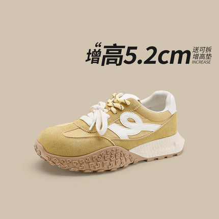 Genuine Leather Retro German Training Shoes for Women 2025 New Spring and Summer Thin Breathable Ballet Forrest Gump Shoes Yellow Casual Sports Shoes