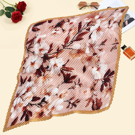 New wrinkled small square scarf female Korean imitation silk printed wrinkled small scarf Joker scarf decorative scarf wholesale