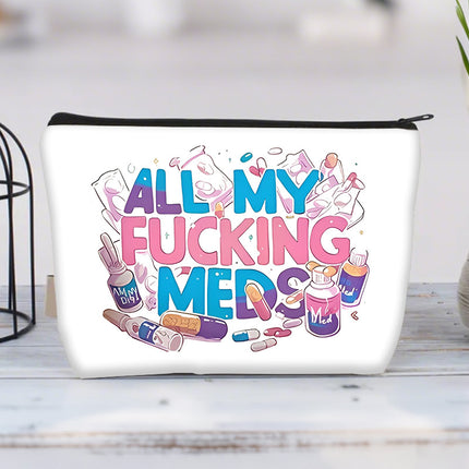Cross-border Hot Selling Printed Canvas Cosmetic Bag Women Clutch Bag Student Zipper Pencil Case Wholesale Large Capacity Storage Bag