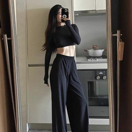 Lulu2025 New Wide-Leg Pants Swift Casual Colorful Sports Fitness Pants Light Printed Breathable Wide