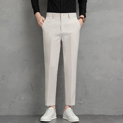 Summer New Men's Casual Trousers Korean Style Small Leg Light Business Men's Trousers Dress Pants Cropped