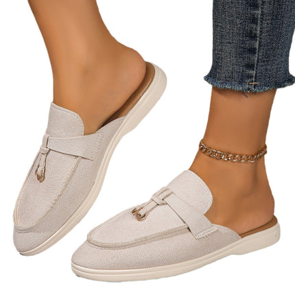 European and American Slippers 2024 Spring New Women's Baotou Half Slippers Outer Wear One-Leg Muller Lazy Shoes Half Slippers Wholesale