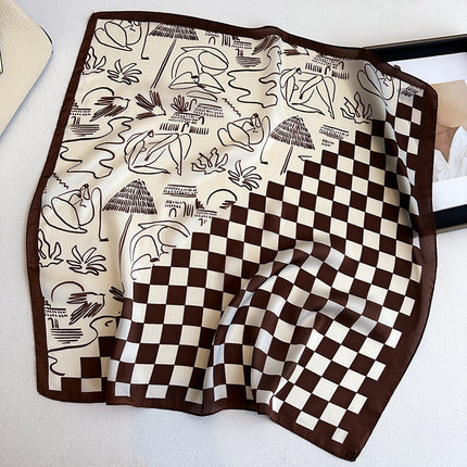 Simulated Silk Printed Silk Scarf for Women, Korean Cashew Leopard Print Headscarf, Four-Season Scarf, Professional Scarf Wholesale
