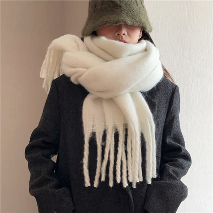 Solid Color Thickened and Extended Scarf for Women, 2026 Autumn and Winter New Korean Style, Versatile Winter Shawl for Students, Pink