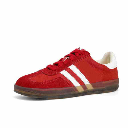 in stock Genuine Leather Inner Heightening German Training Shoes Flat Bottom All-match Inner Heightening Casual Shoes Three Bar Cowhide German Training Shoes Women's Shoes