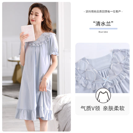 Nightgown Women's Summer Short-sleeved Modal Home Clothes Princess Style Casual Summer Pajamas Long plus size Wholesale