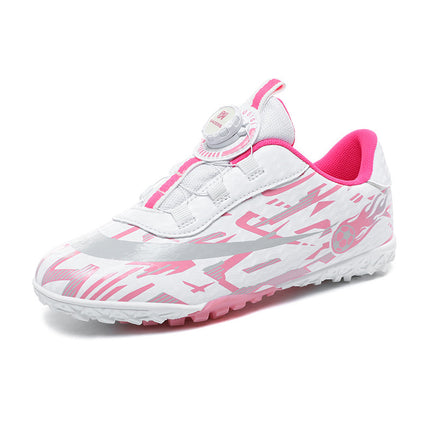 Cross-border 2024 New Girls' Boys' Spike Football Shoes C Lawn Crushed Nails for Students Velcro Spin Training Sport
