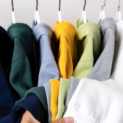 400g Heavyweight Fleece-Lined Autumn and Winter Hooded Sweatshirt, Multi-Color, Solid Color, Simple and Thick, Suitable for Layering, Unisex Sports Hoodie